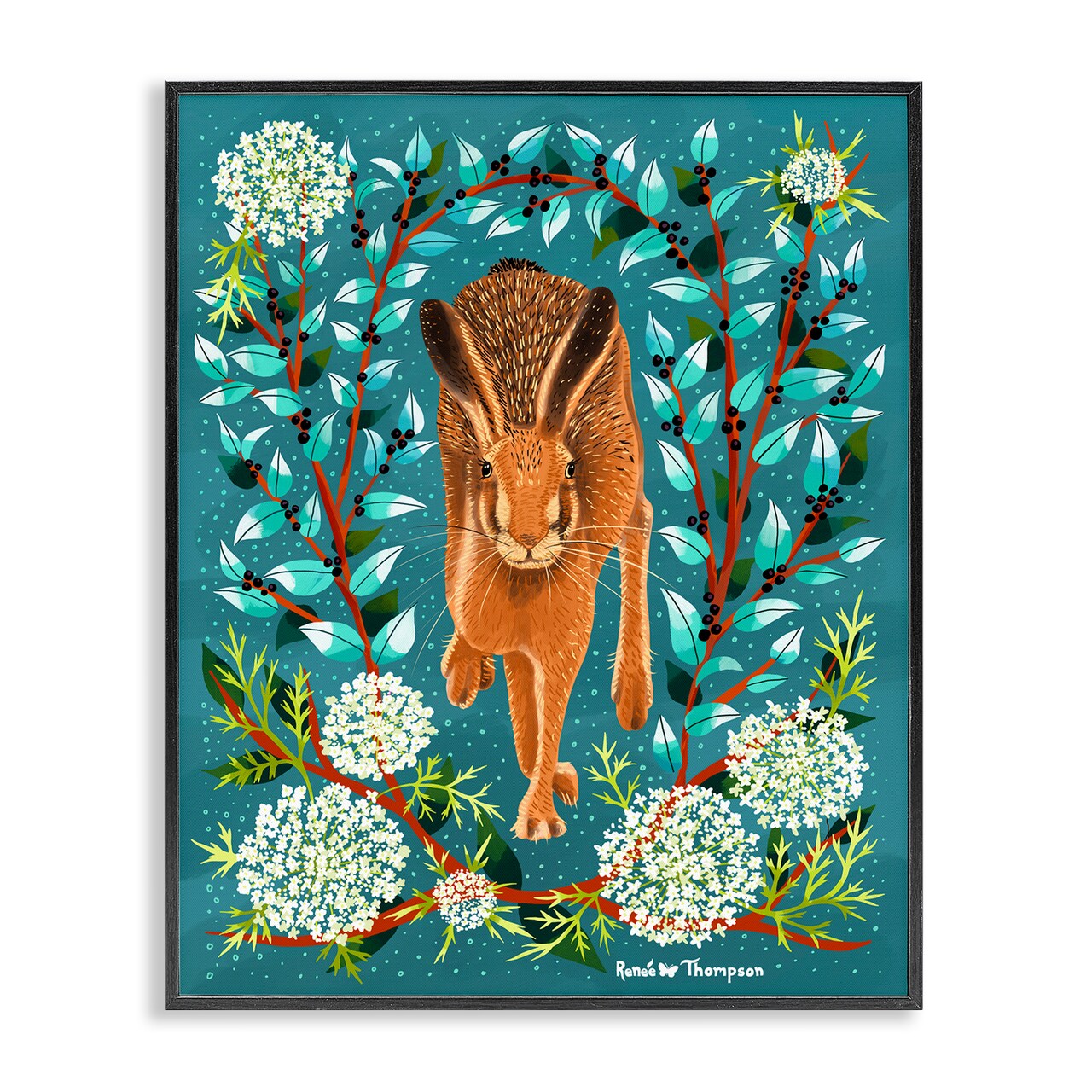 Stupell Industries Hare & Huckleberries Framed Giclee Wall Art Design by Renee Thompson